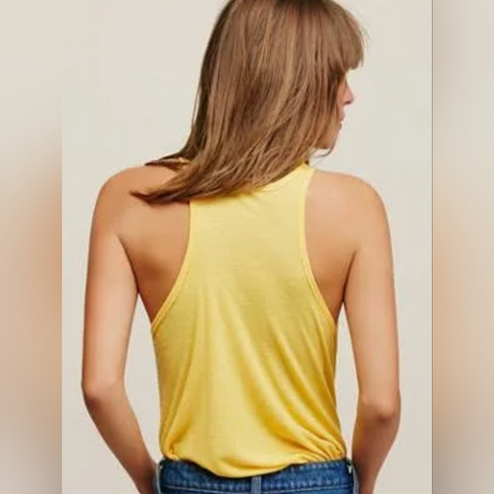 Free People Ribbed Racerback Tank Top Size S Oversized - Picture 2 of 10